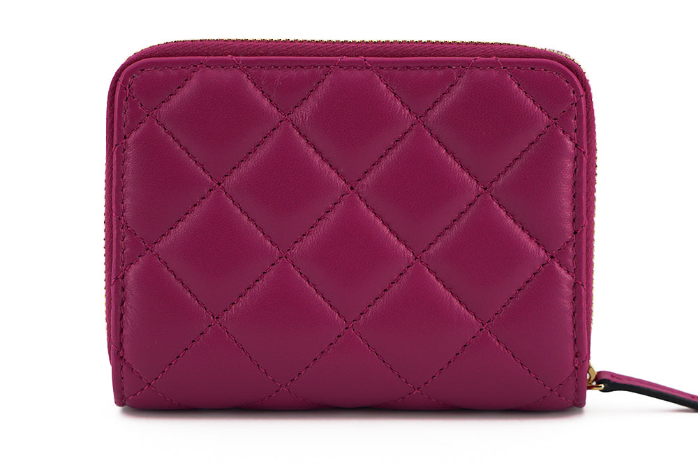 Versace – Elegante, violette Brieftasche aus gestepptem Leder