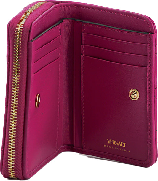 Versace – Elegante, violette Brieftasche aus gestepptem Leder