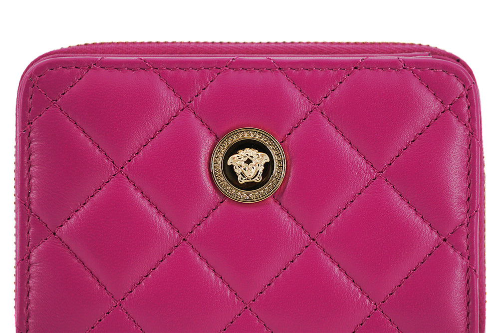 Versace – Elegante, violette Brieftasche aus gestepptem Leder