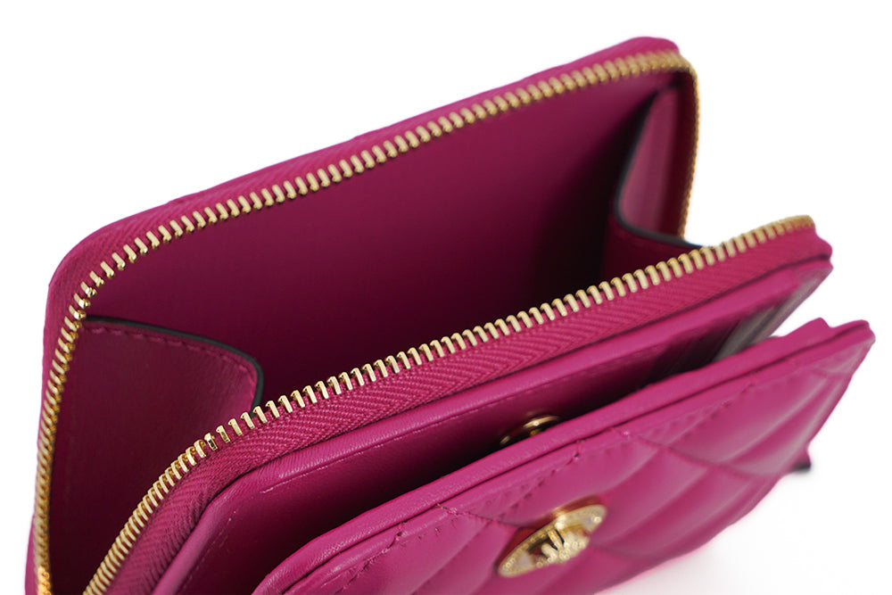 Versace – Elegante, violette Brieftasche aus gestepptem Leder