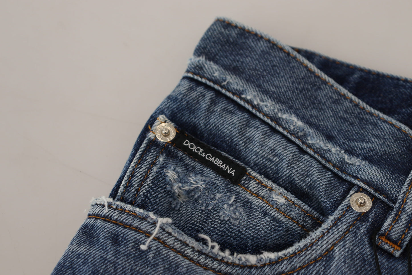 Dolce & Gabbana Blaue zerfetzte Herren-Jeans aus Baumwolle