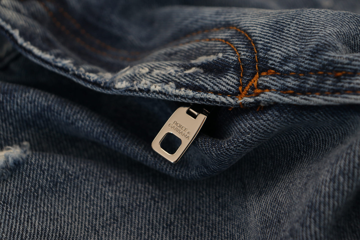 Dolce & Gabbana Blaue zerfetzte Herren-Jeans aus Baumwolle