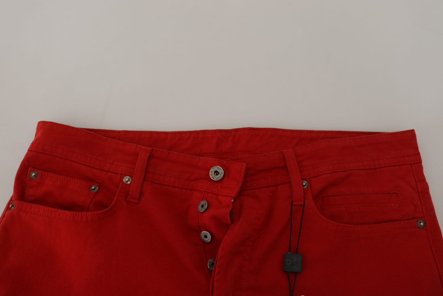 Dolce & Gabbana Rote Straight Fit Jeans aus Baumwolle für Herren