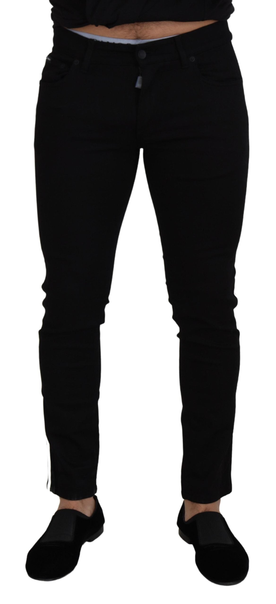 Dolce & Gabbana Schwarze DG Crown Herren-Jeans aus Baumwolle