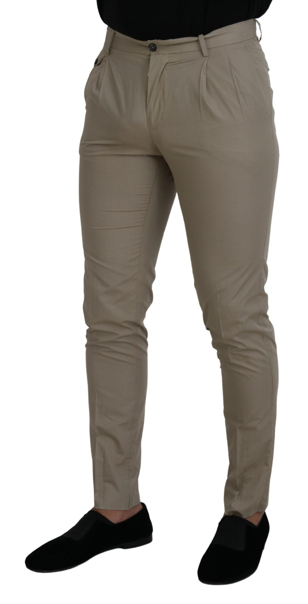 Dolce & Gabbana Beige Slim Fit Herrenhose aus Baumwolle