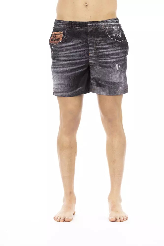 Just Cavalli Black Polyester Men Swim Shorts