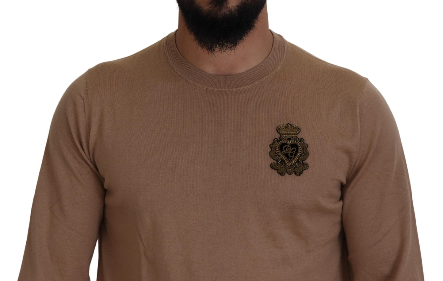 Dolce & Gabbana – Pullover aus Kaschmir mit Kronenlogo in Beige