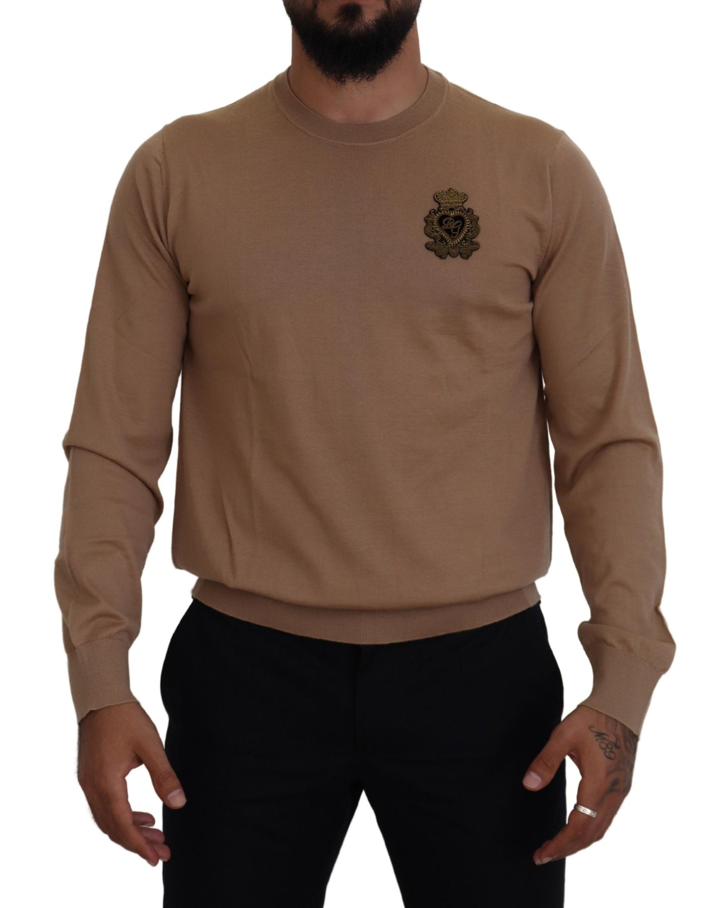 Dolce & Gabbana – Pullover aus Kaschmir mit Kronenlogo in Beige