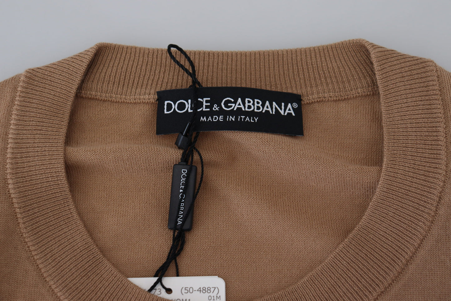 Dolce & Gabbana – Pullover aus Kaschmir mit Kronenlogo in Beige