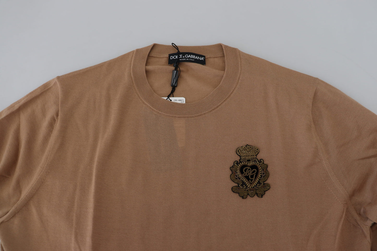 Dolce & Gabbana – Pullover aus Kaschmir mit Kronenlogo in Beige