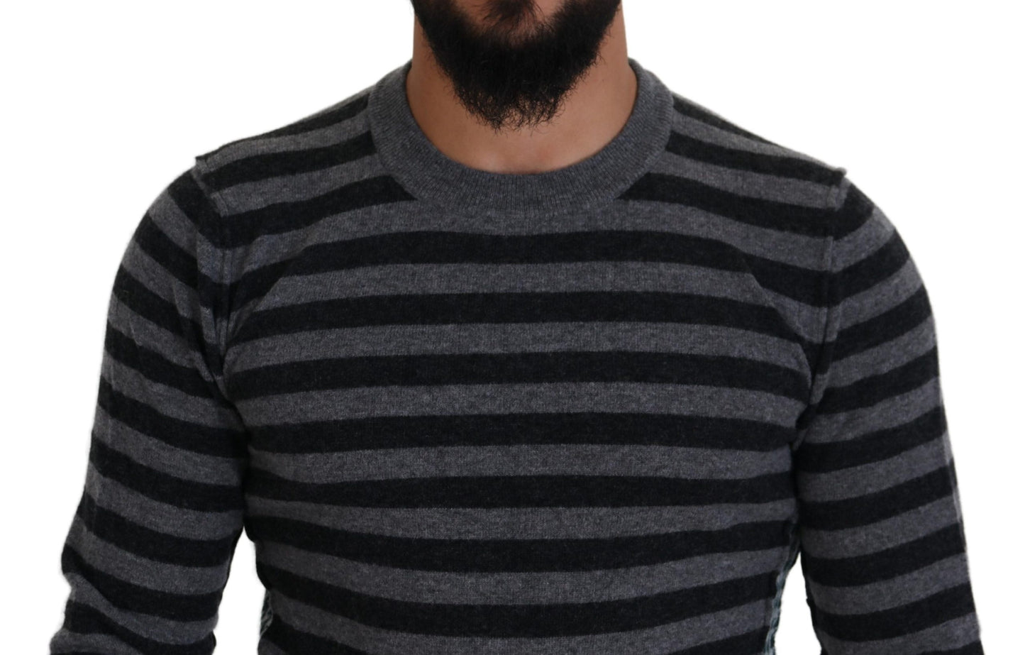Dolce & Gabbana Schwarz-grauer Wollpullover mit Logo