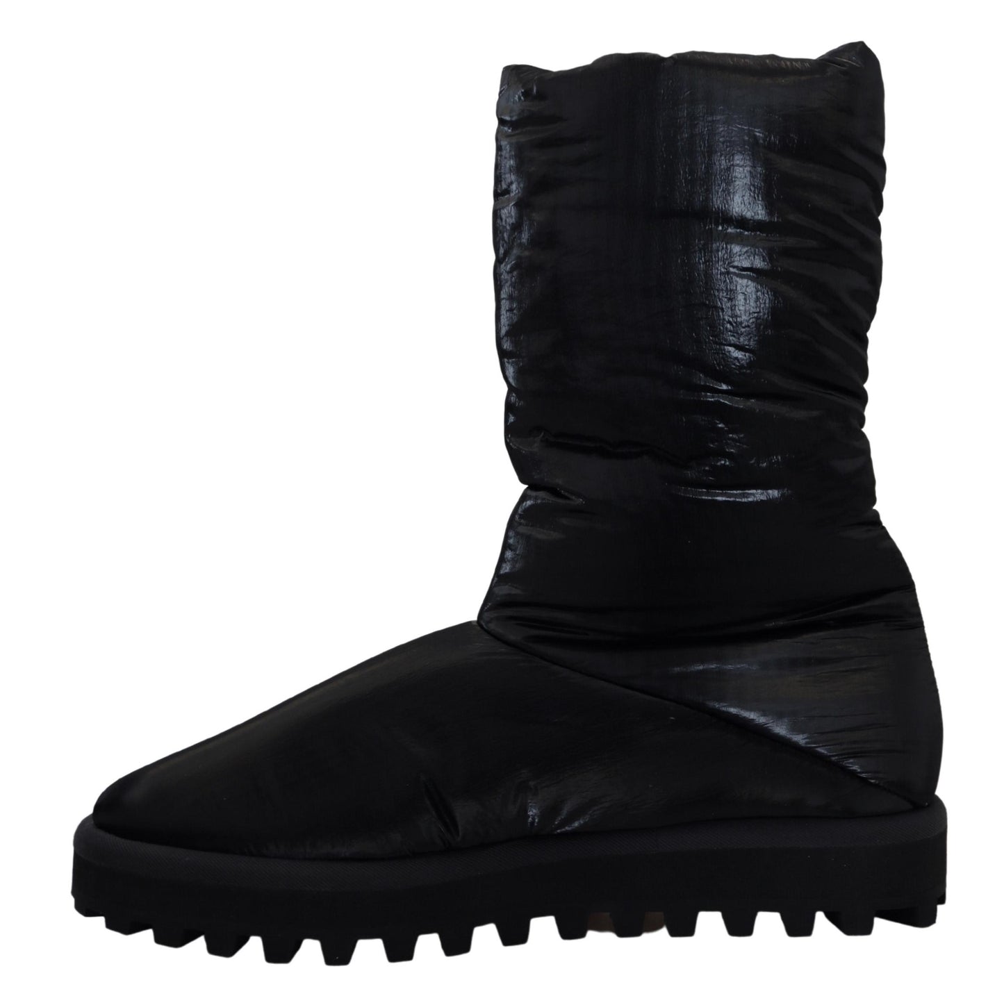Dolce & Gabbana – Schwarze, gepolsterte Winterschuhe mit Wadenmitte