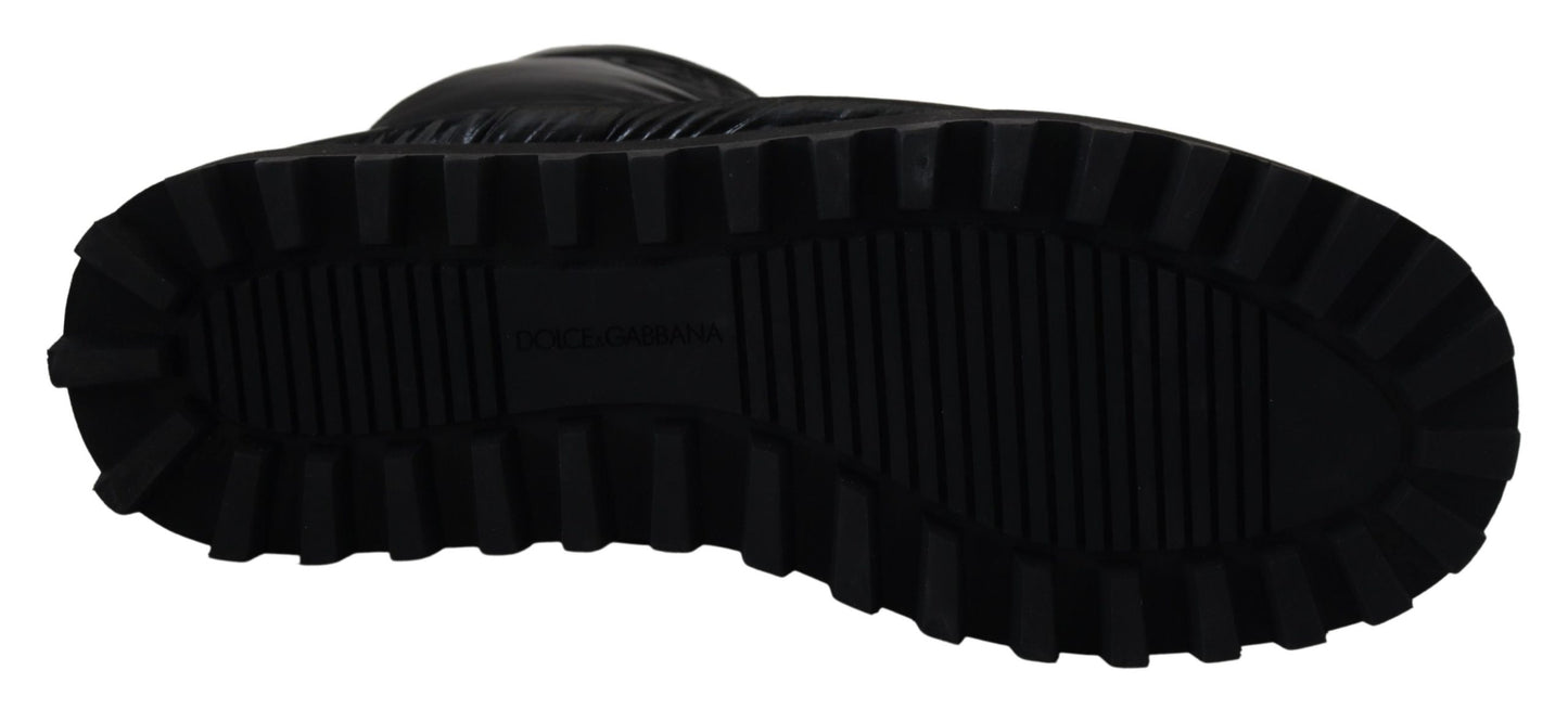 Dolce & Gabbana – Schwarze, gepolsterte Winterschuhe mit Wadenmitte