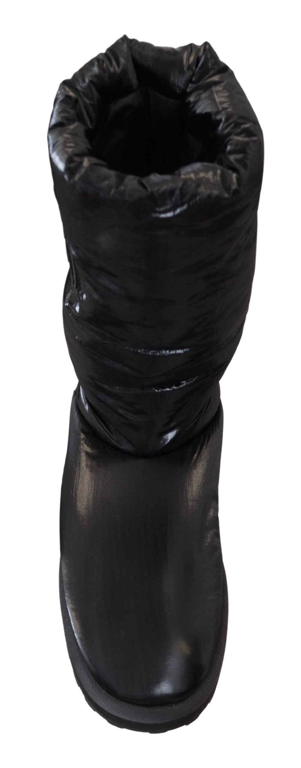 Dolce & Gabbana – Schwarze, gepolsterte Winterschuhe mit Wadenmitte