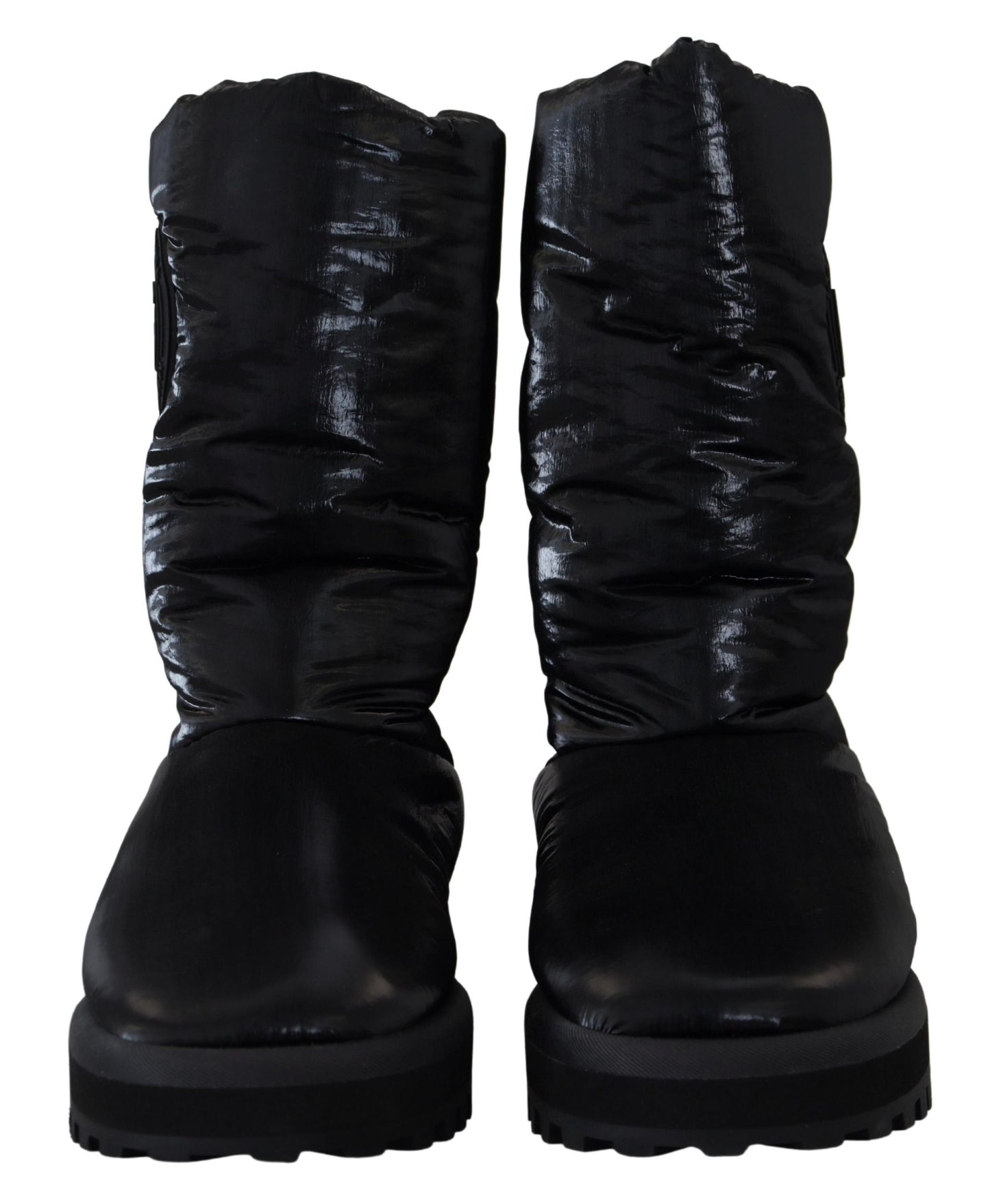 Dolce & Gabbana – Schwarze, gepolsterte Winterschuhe mit Wadenmitte