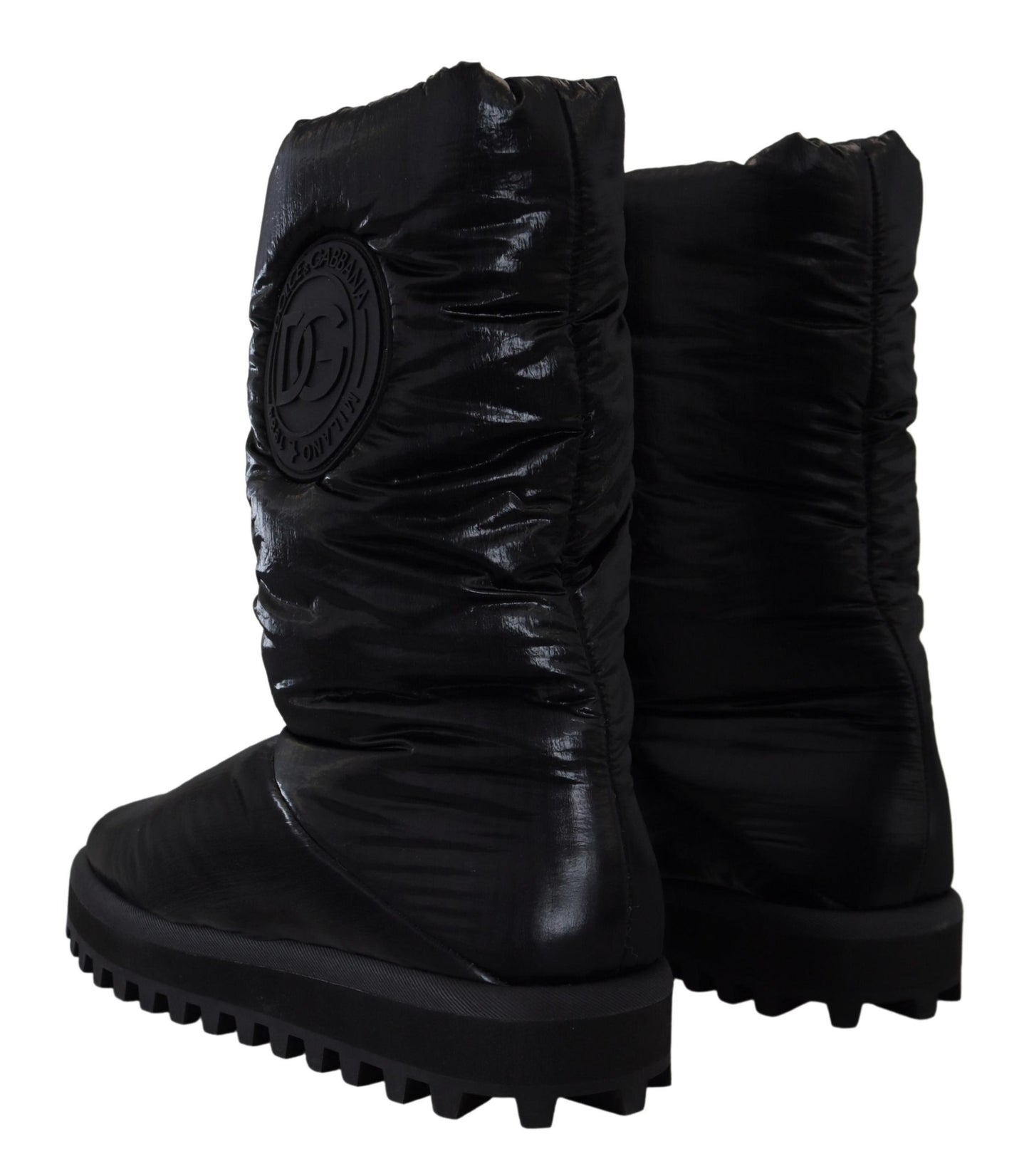 Dolce & Gabbana – Schwarze, gepolsterte Winterschuhe mit Wadenmitte