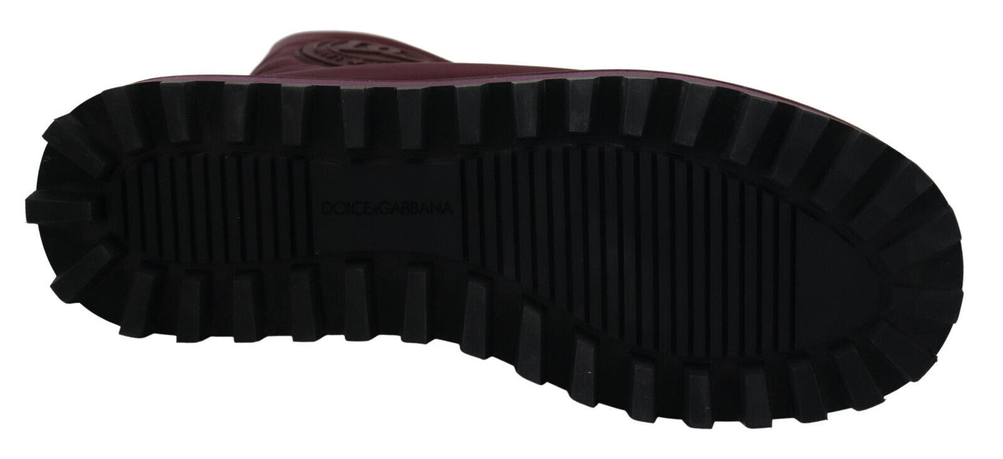 Dolce & Gabbana Bordeaux Nylon Stiefel Gepolsterte Halbschuhe