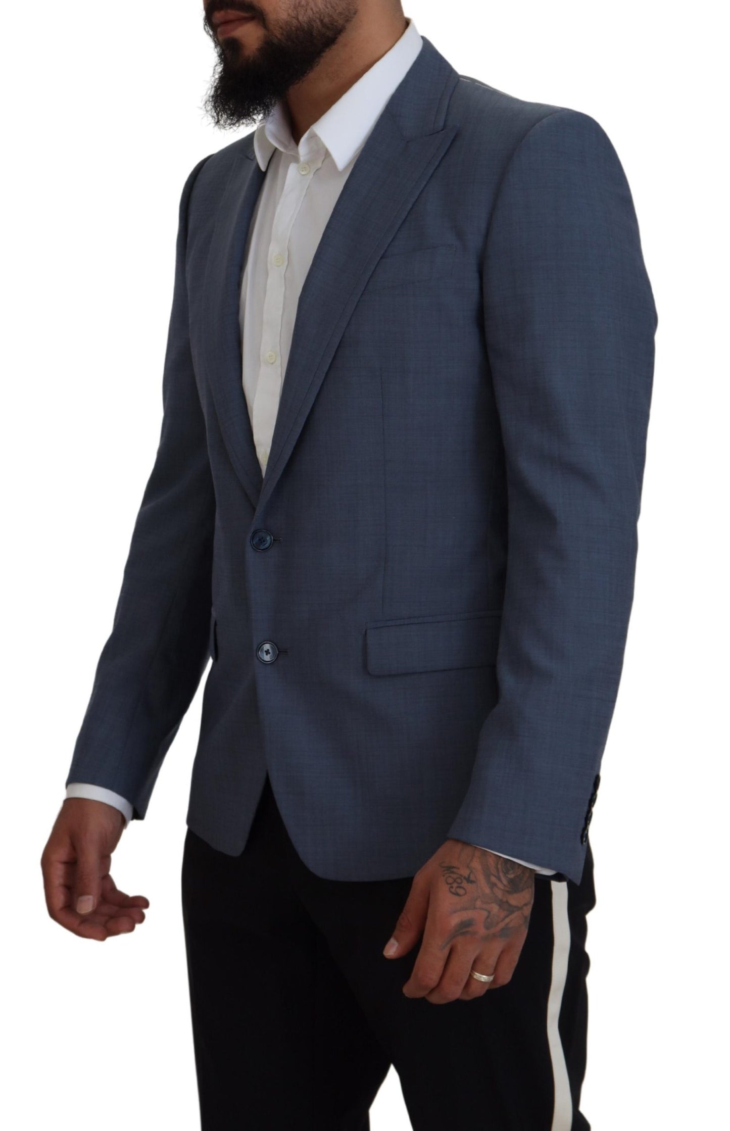Dolce & Gabbana – Blauer Slim Fit-Blazer aus Wollstretch
