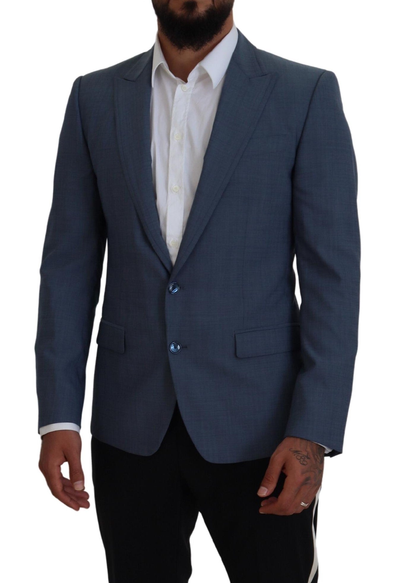 Dolce & Gabbana – Blauer Slim Fit-Blazer aus Wollstretch