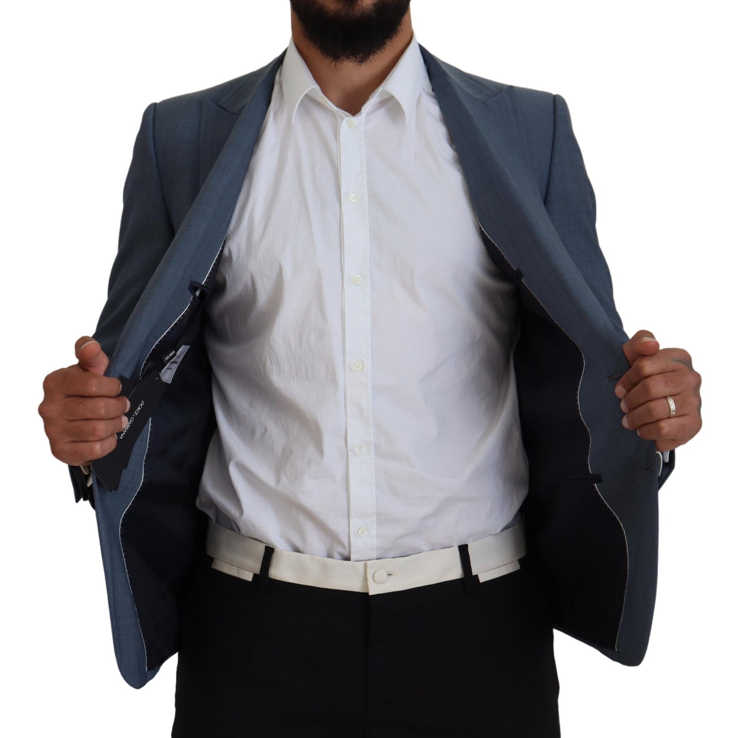 Dolce & Gabbana – Blauer Slim Fit-Blazer aus Wollstretch