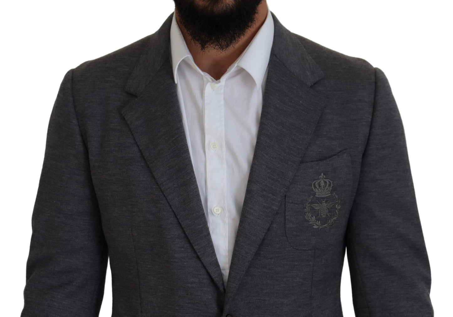Dolce & Gabbana – Slim Fit-Jackenblazer aus grauem Wollstretch