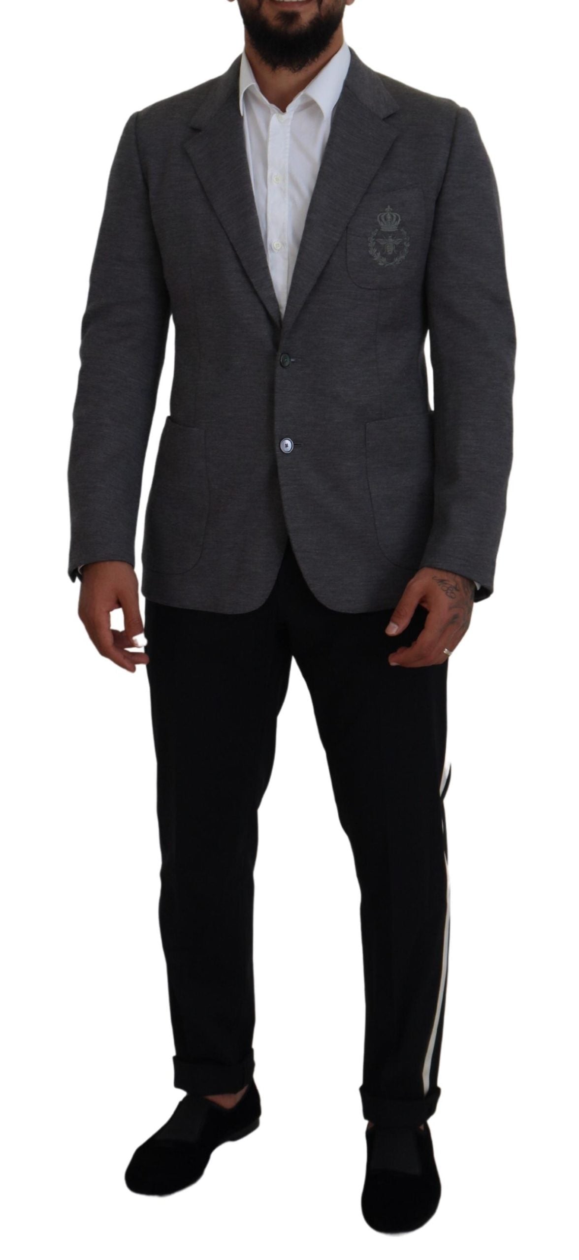 Dolce & Gabbana – Slim Fit-Jackenblazer aus grauem Wollstretch