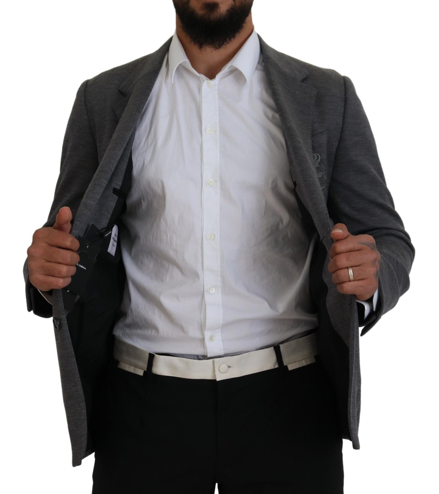 Dolce & Gabbana – Slim Fit-Jackenblazer aus grauem Wollstretch