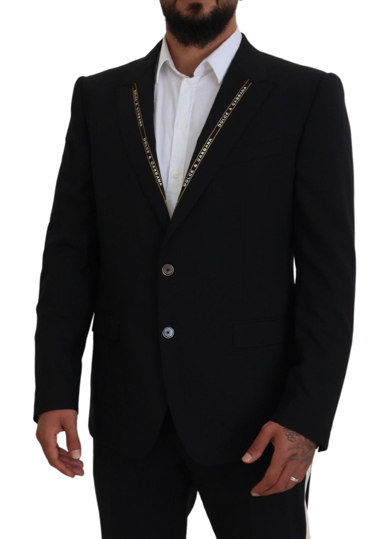 Dolce & Gabbana – Schwarzer Slim Fit-Blazer aus Wollstretch