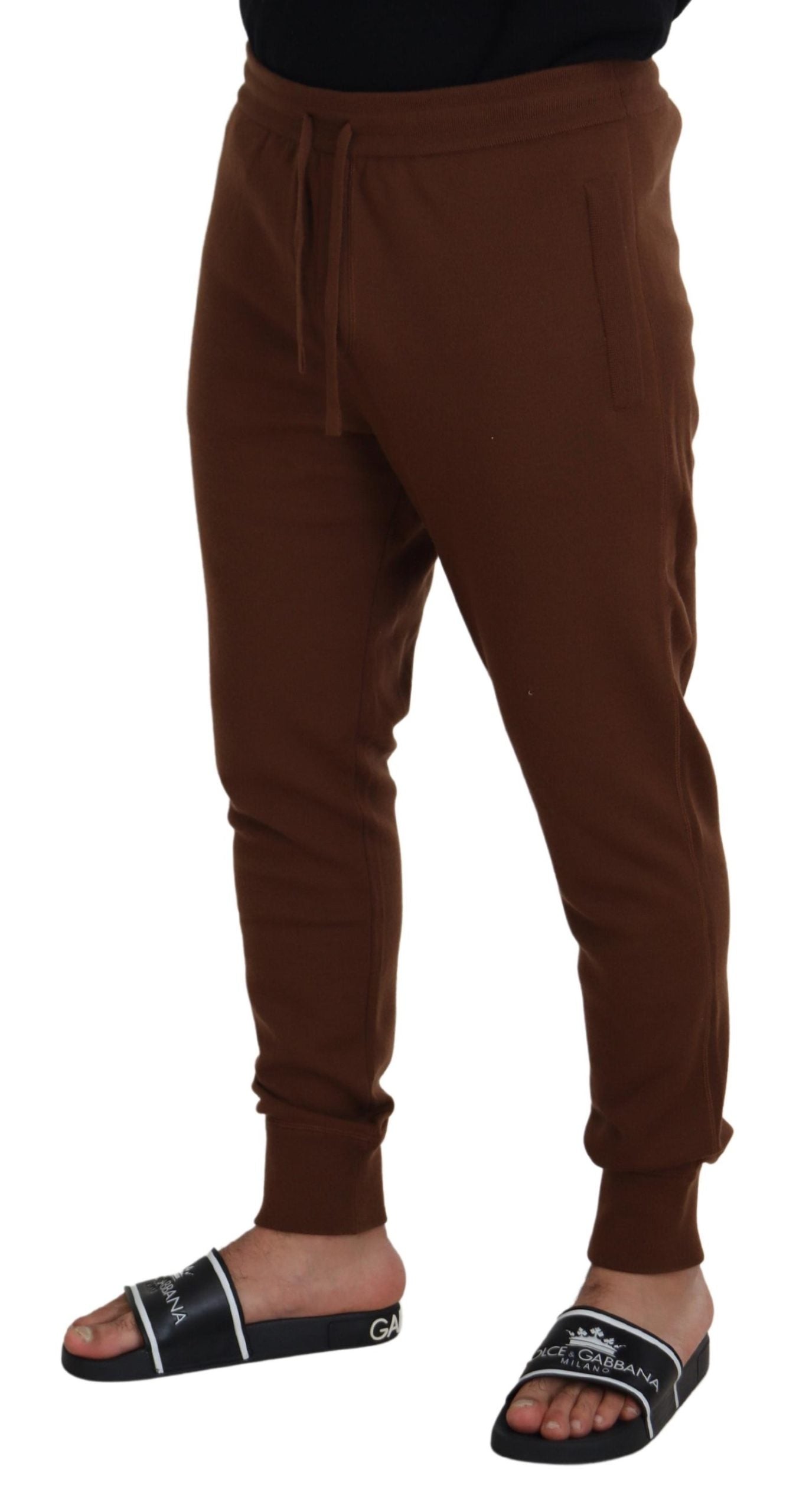 Dolce & Gabbana – Jogginghose aus Kaschmir für Herren mit Kordelzug in Braun