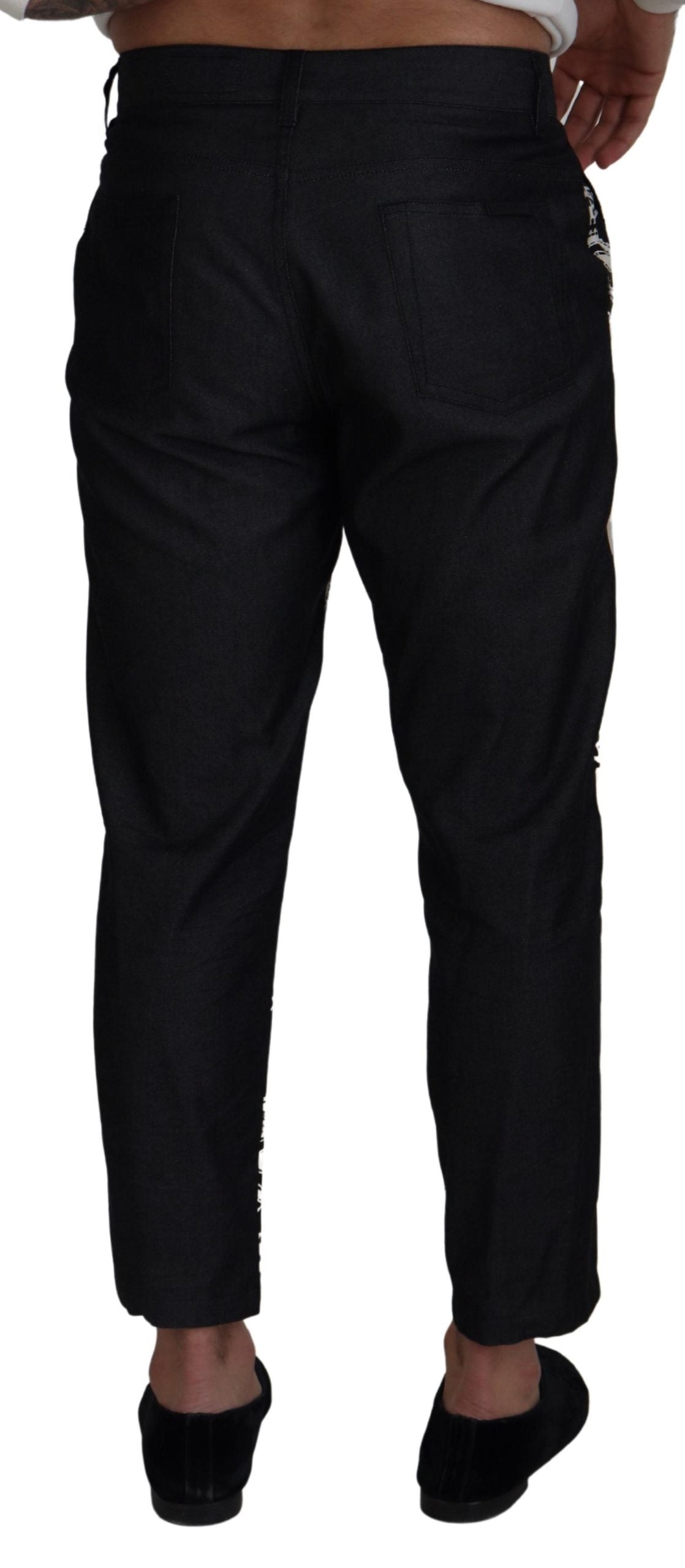 Dolce & Gabbana – Schwarze Seidenhose mit Bandana-Print