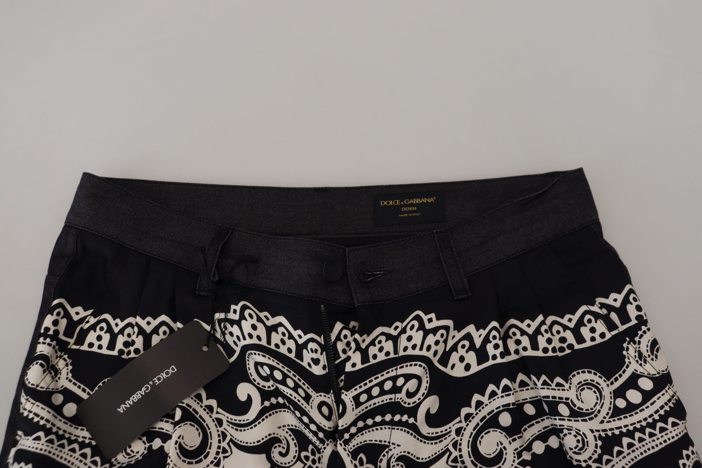 Dolce & Gabbana – Schwarze Seidenhose mit Bandana-Print