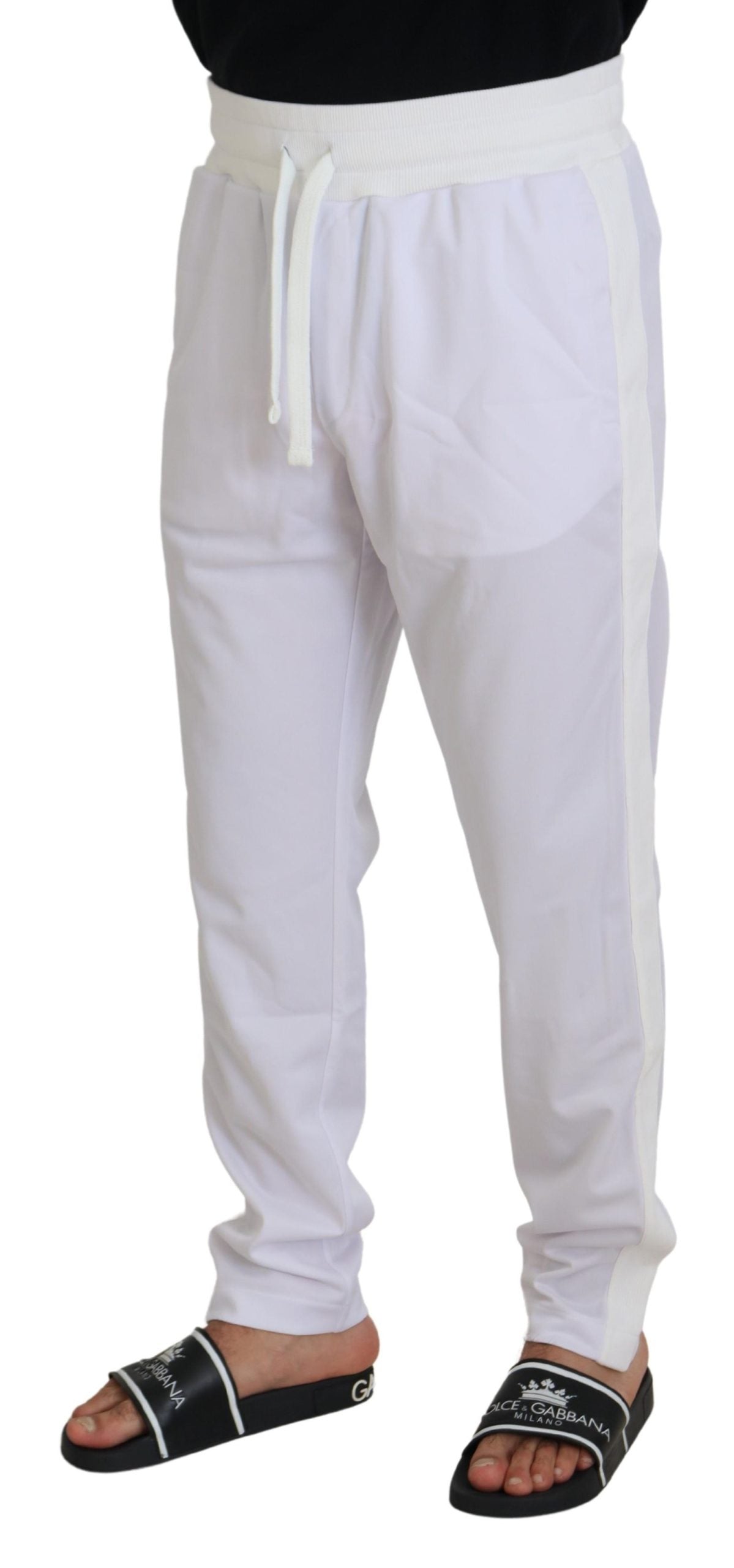 Dolce & Gabbana – Weiße Jogginghose aus Polyester mit Kronenlogo
