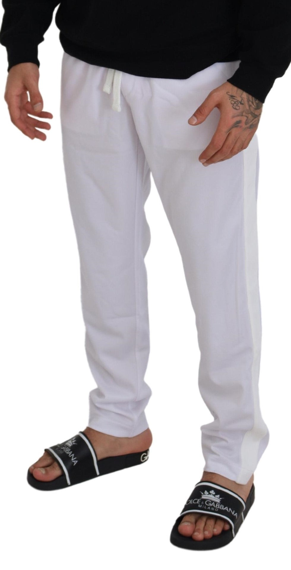 Dolce & Gabbana – Weiße Jogginghose aus Polyester mit Kronenlogo