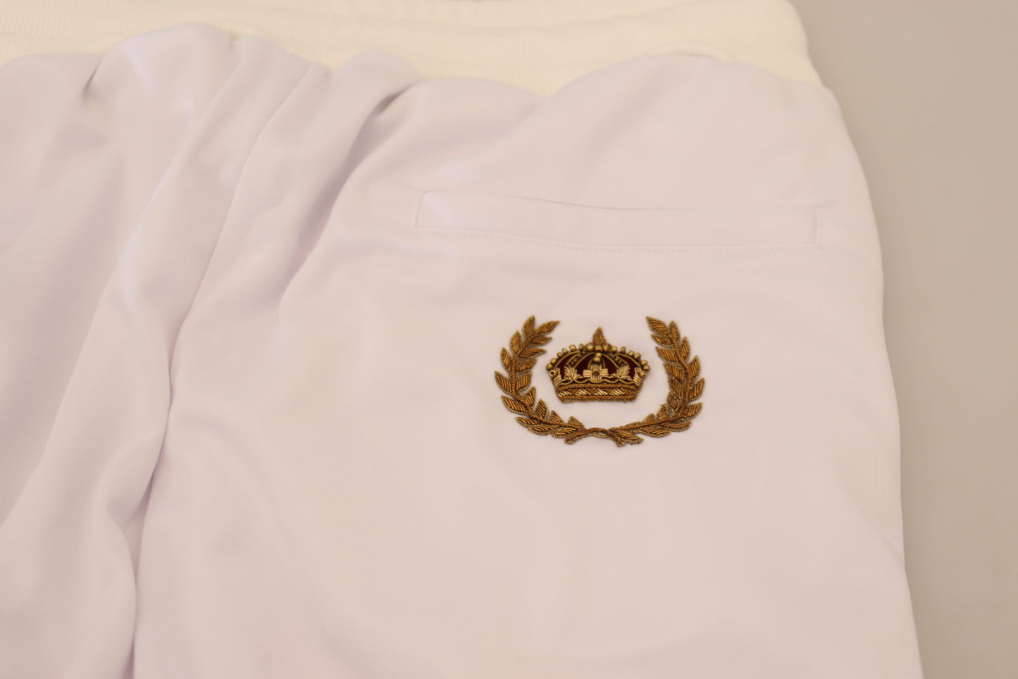 Dolce & Gabbana – Weiße Jogginghose aus Polyester mit Kronenlogo