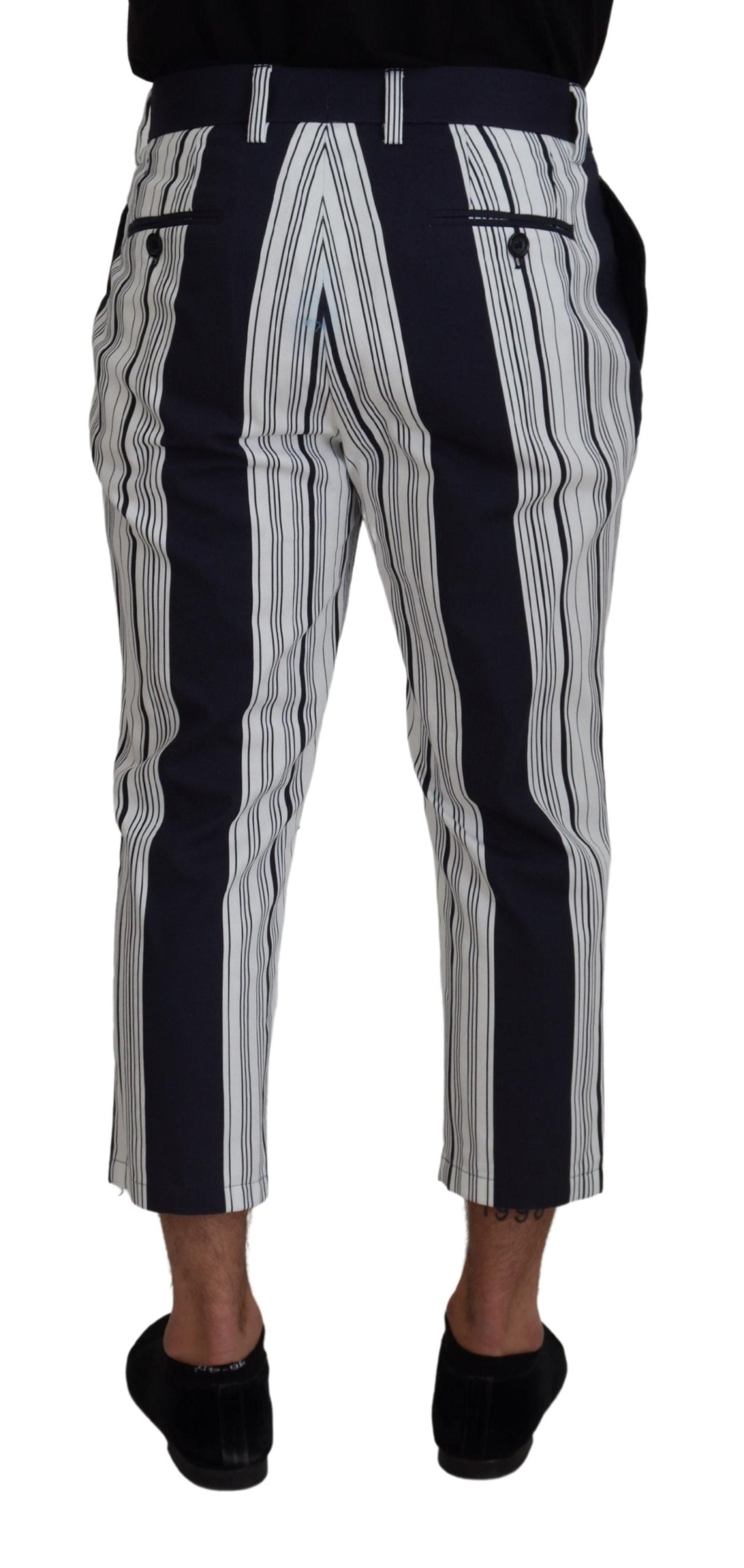 Dolce & Gabbana – Weiße, gestreifte Cropped-Hose aus Baumwolle