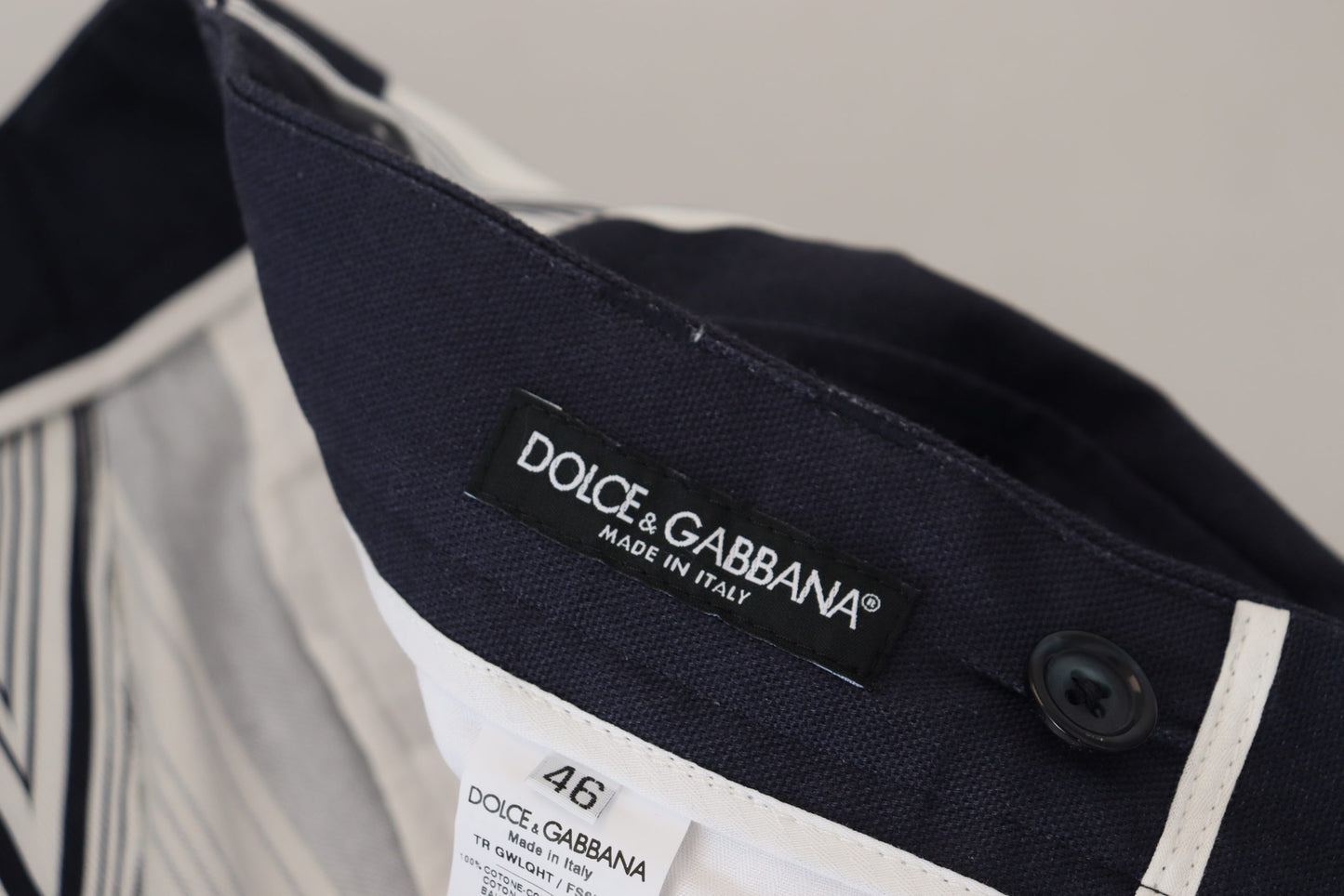 Dolce & Gabbana – Weiße, gestreifte Cropped-Hose aus Baumwolle