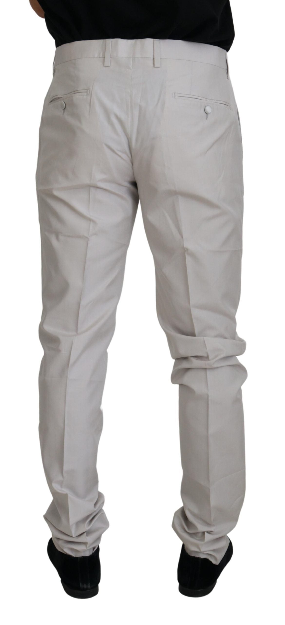 Dolce & Gabbana – Chinohose aus Seide mit mittlerer Taille in Off-White