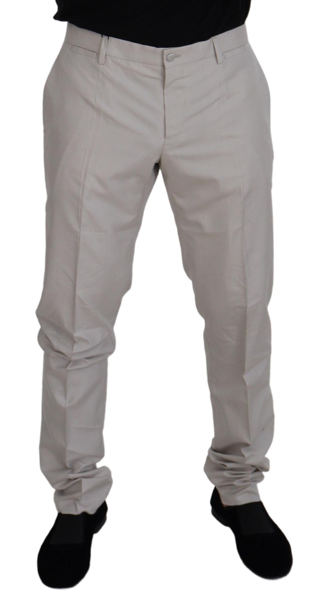 Dolce & Gabbana – Chinohose aus Seide mit mittlerer Taille in Off-White
