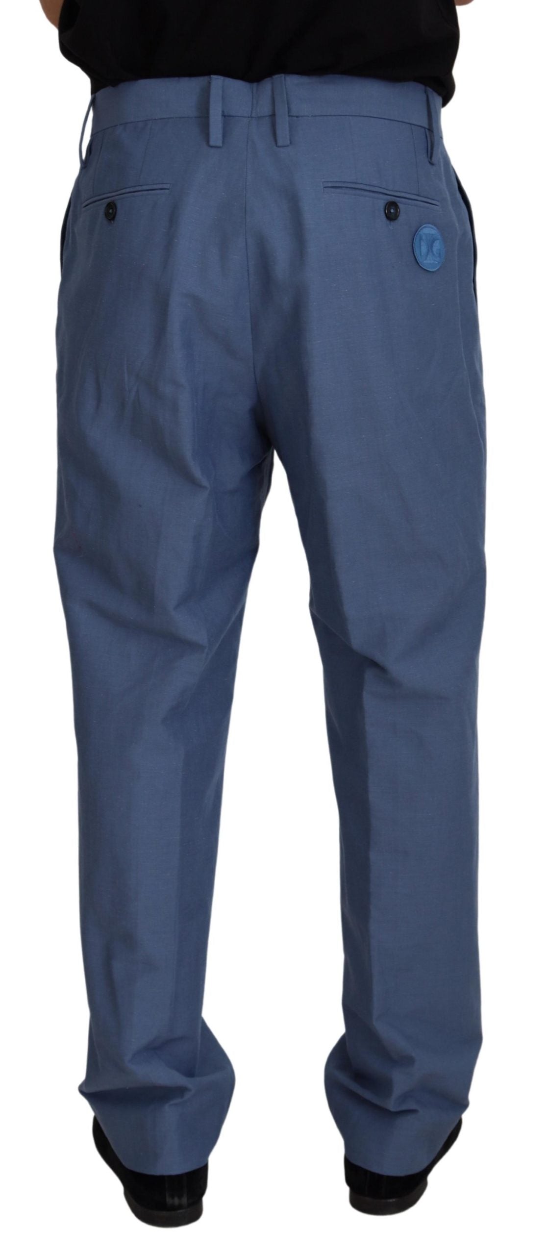 Dolce & Gabbana – Blaue Chinohose aus Leinen für Herren