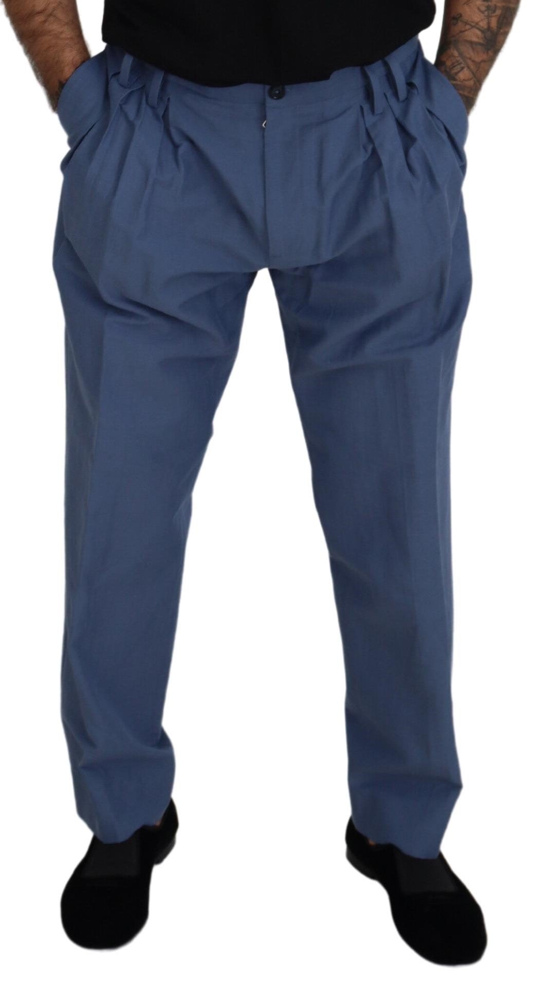 Dolce & Gabbana – Blaue Chinohose aus Leinen für Herren