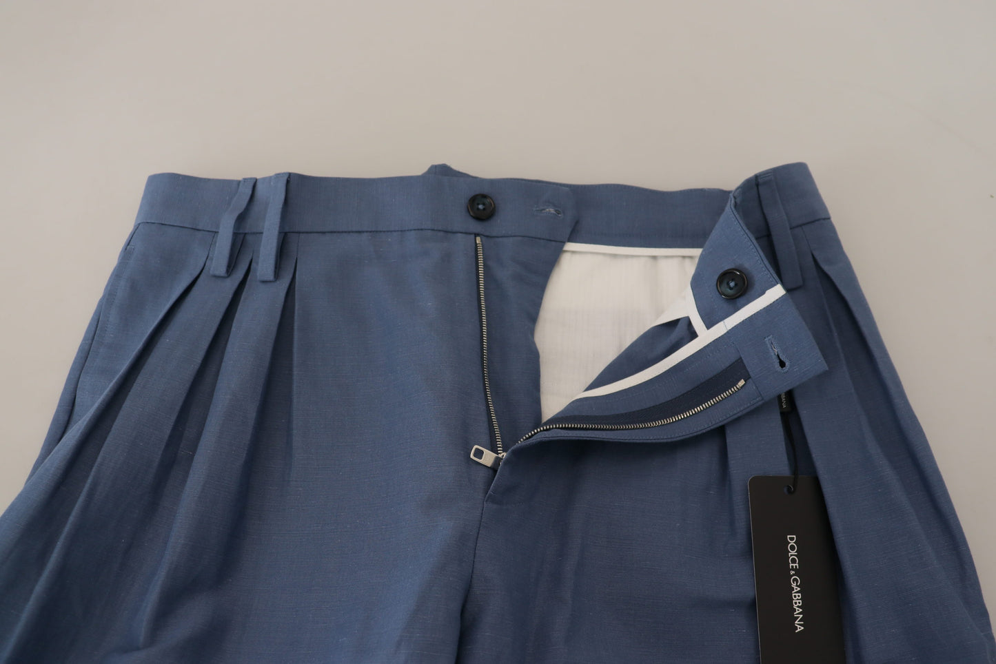Dolce & Gabbana – Blaue Chinohose aus Leinen für Herren