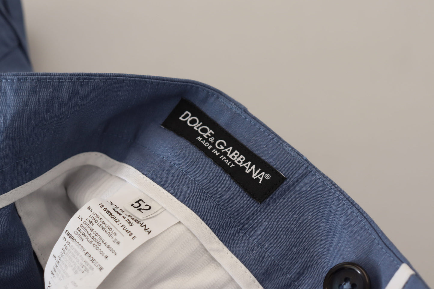 Dolce & Gabbana – Blaue Chinohose aus Leinen für Herren