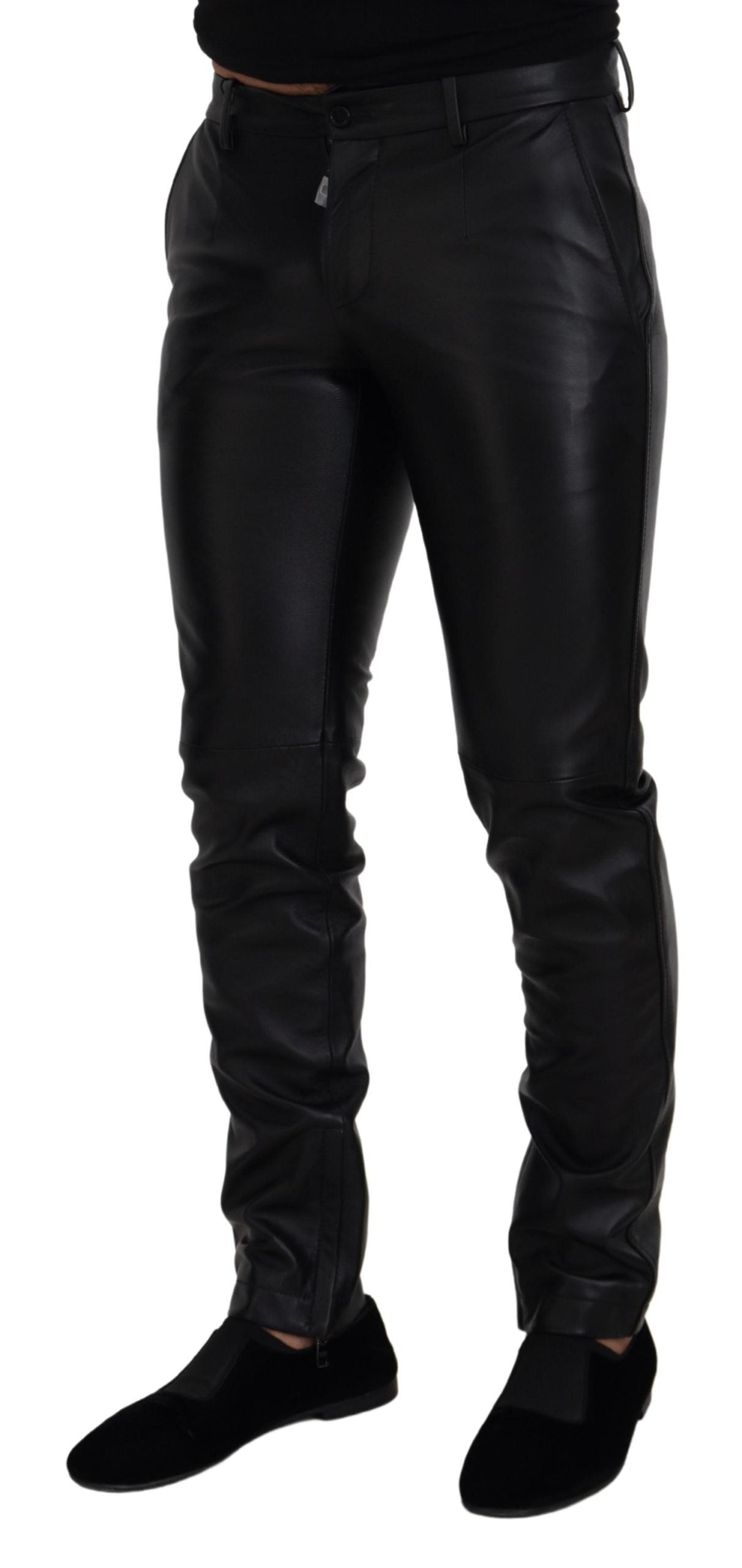 Dolce & Gabbana – Schwarze, glänzende Skinny-Hose aus Stretch