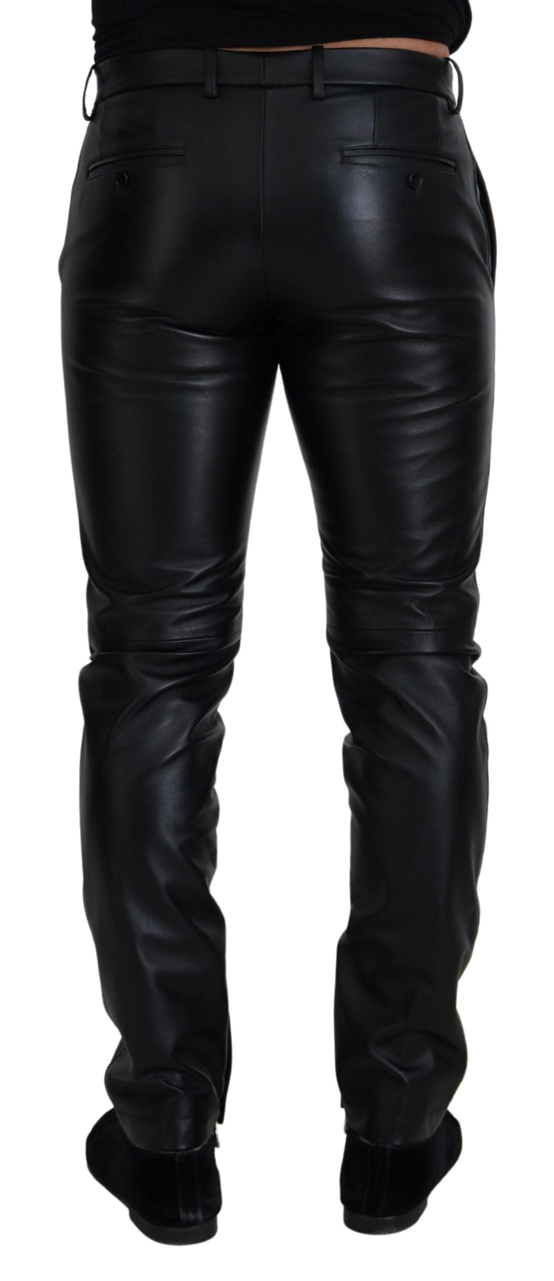 Dolce & Gabbana – Schwarze, glänzende Skinny-Hose aus Stretch