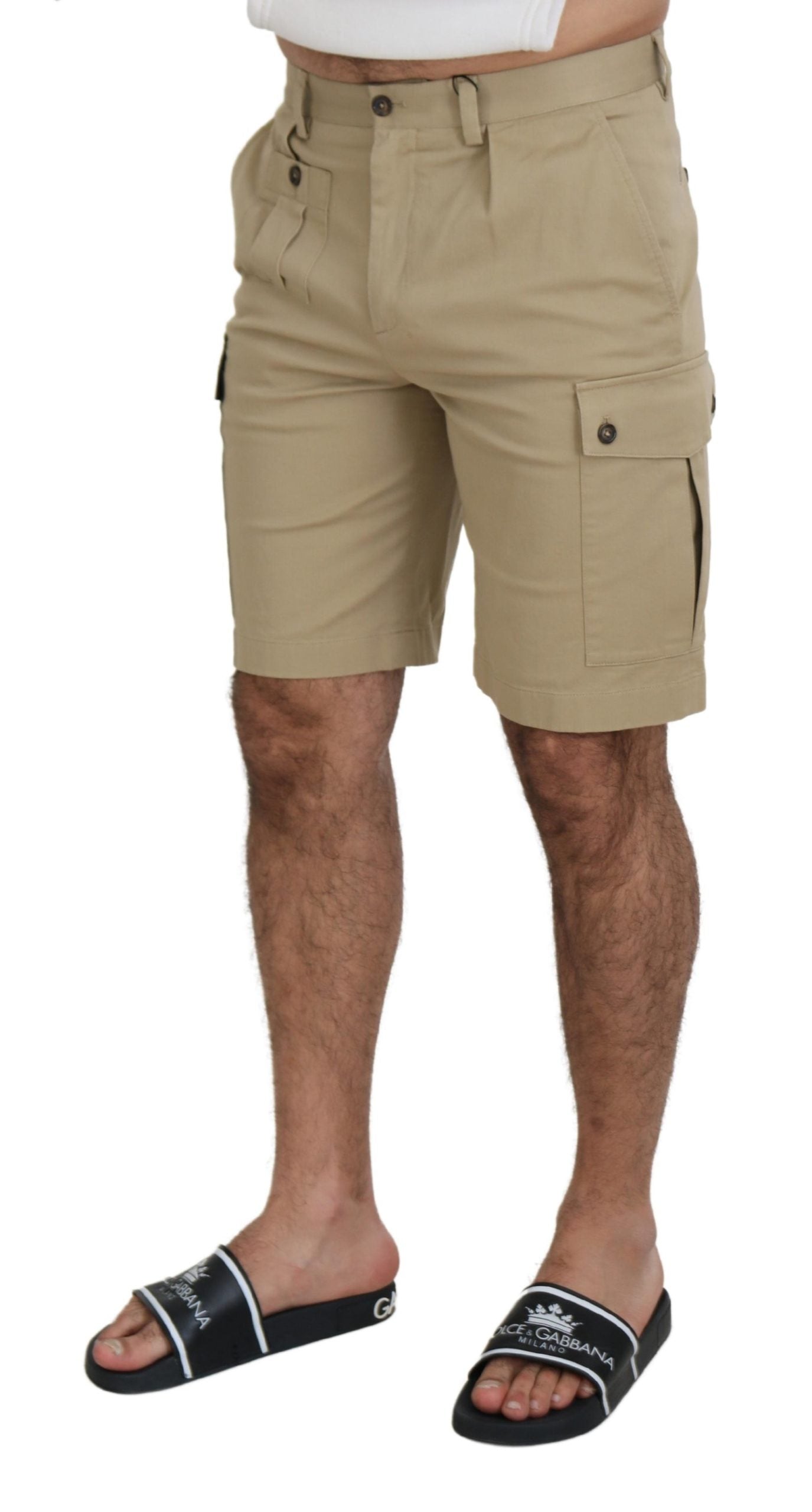 Dolce & Gabbana – Beige Cargo-Bermudashorts aus Baumwolle