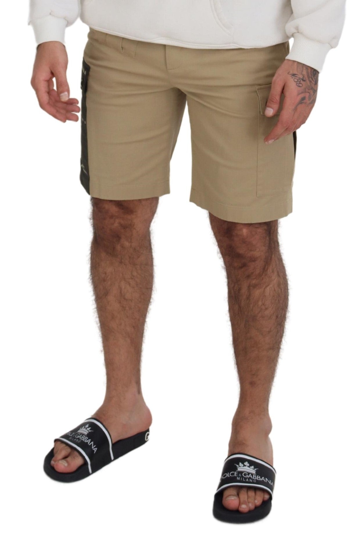 Dolce & Gabbana – Beige Cargo-Bermudashorts aus Baumwolle