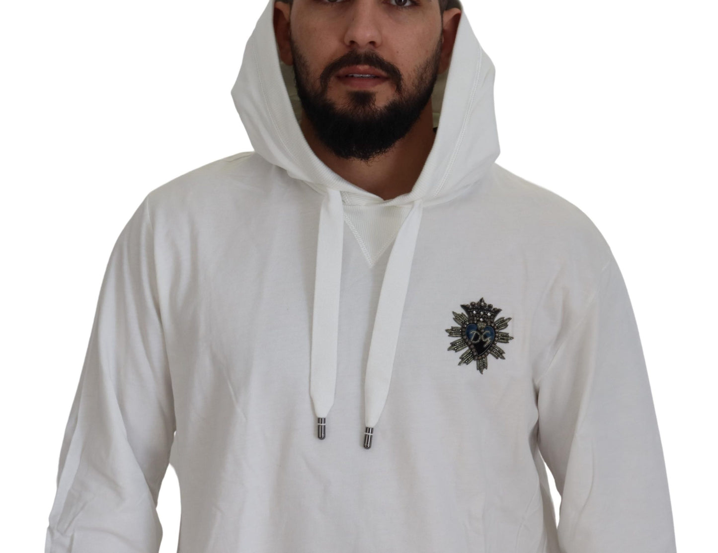 Dolce & Gabbana – Weißes Sweatshirt aus Baumwolle mit Kapuze