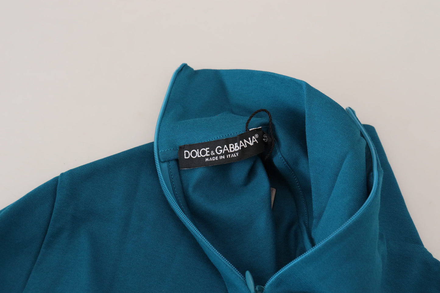 Dolce & Gabbana – Schmaler Pullover aus Baumwolle mit Kragen in Blau