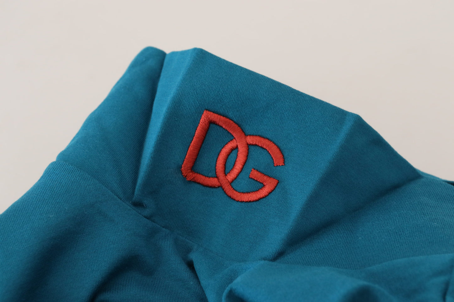 Dolce & Gabbana – Schmaler Pullover aus Baumwolle mit Kragen in Blau