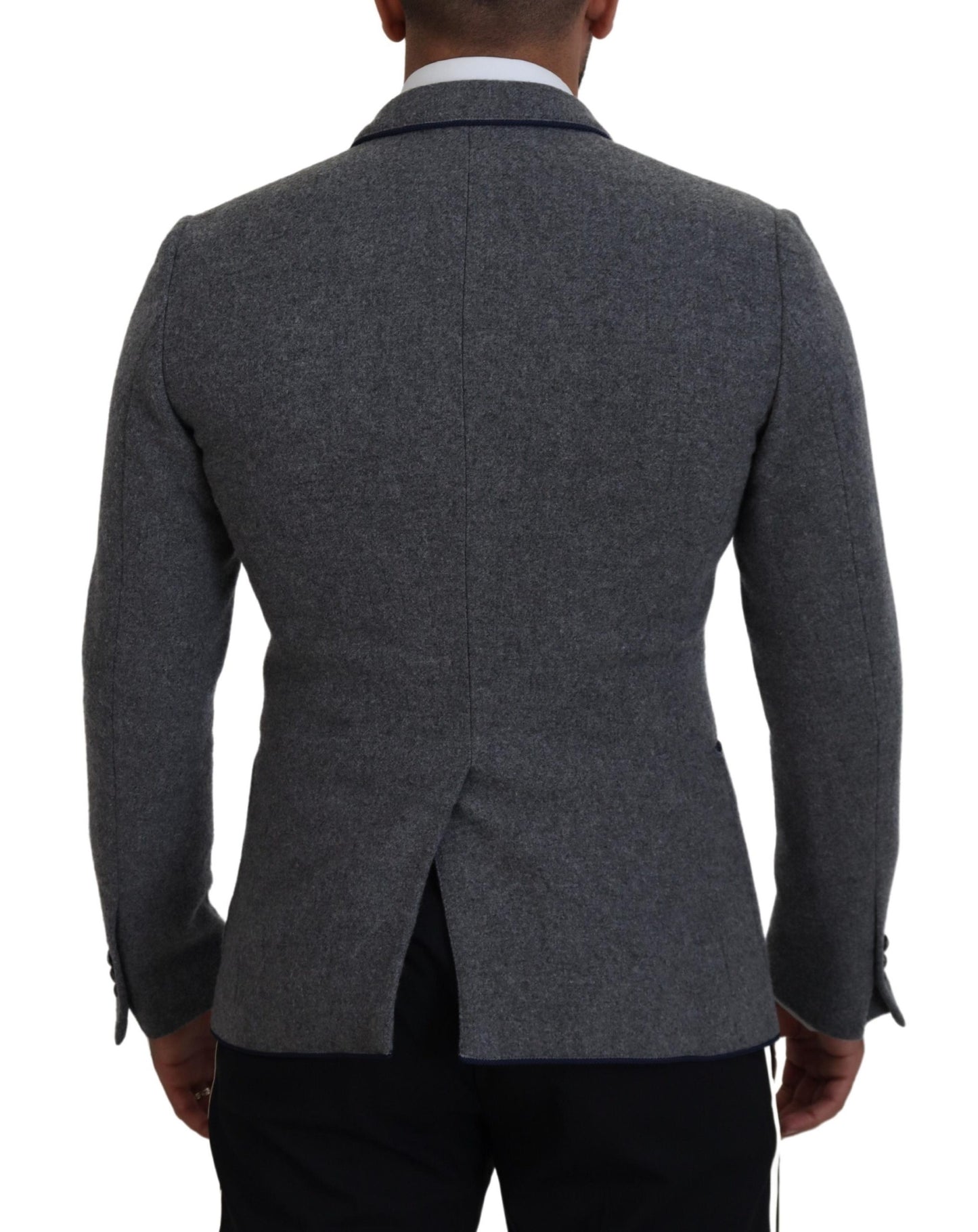 Dolce & Gabbana – Slim Fit-Jackenblazer aus grauer Wolle mit Rosen